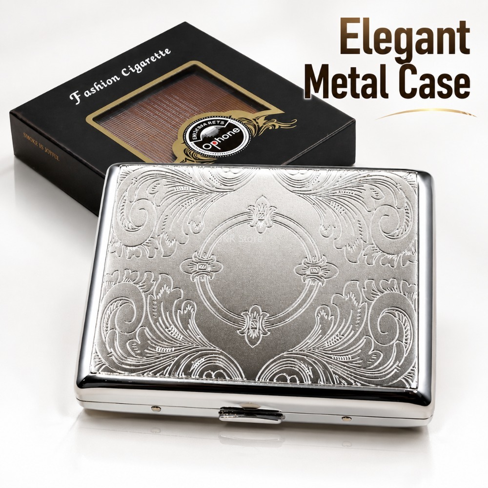 Women'S Accessories - Stainless Steel Cigarette Box Embossed Portable