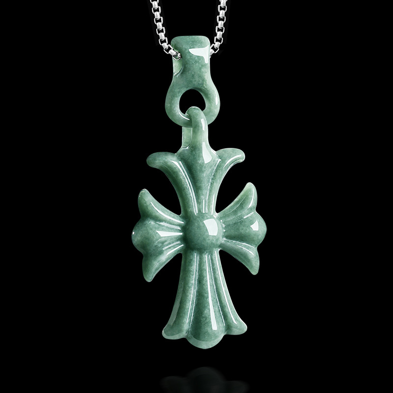 Women'S Accessories - Natural Burmese Jadeite Cross Pendant Necklace