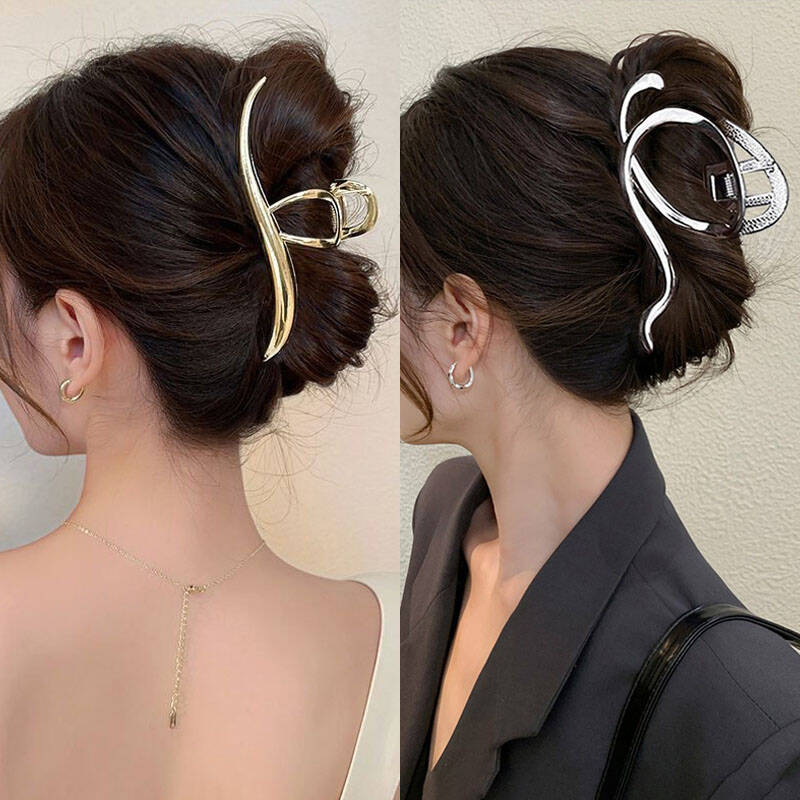Hair Claw Clip Set - Women Silver Gold Color Irregular Hairpins