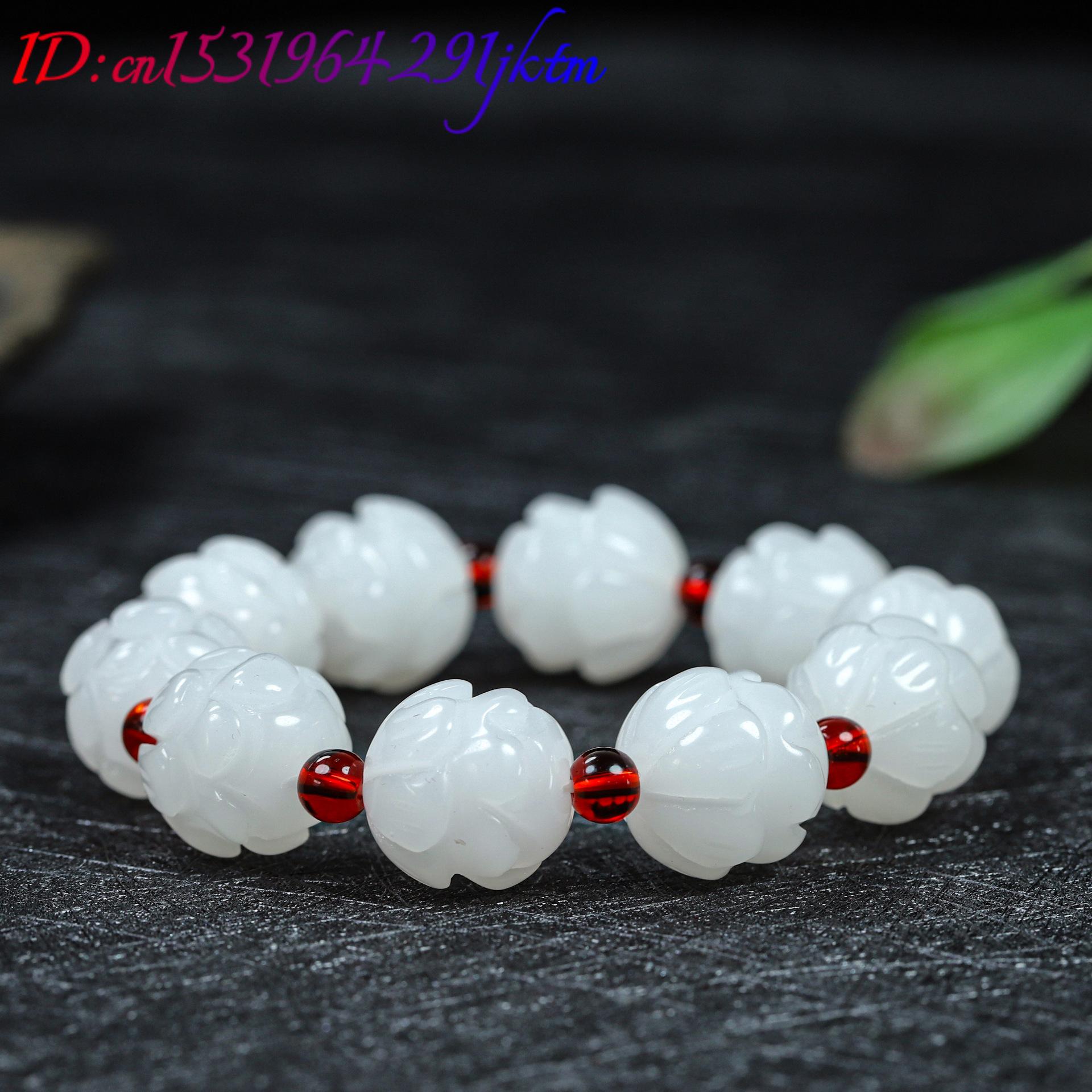 White Real Jade Lotus Bracelet - Women'S Accessories review and price