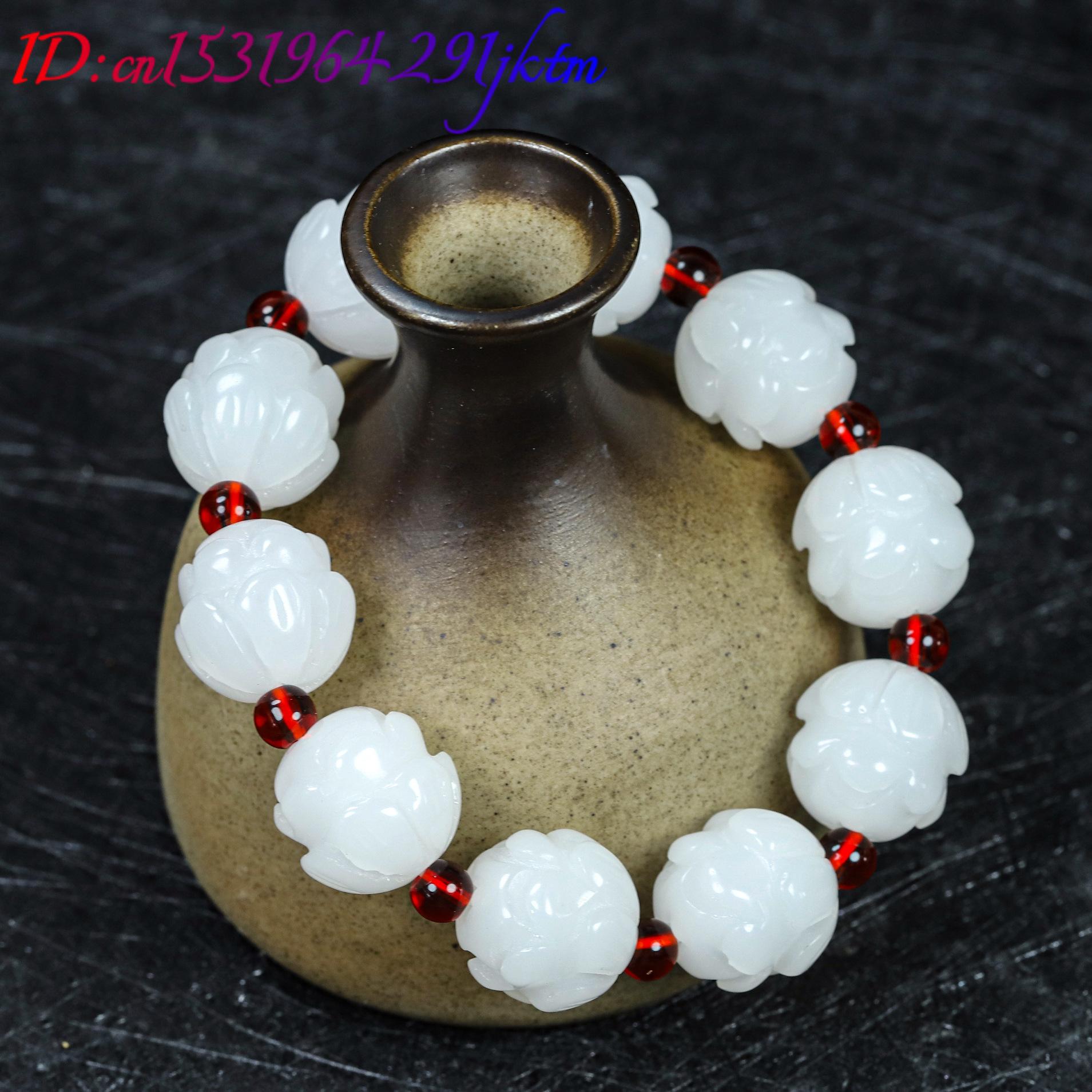 White Real Jade Lotus Bracelet - Women'S Accessories review and price